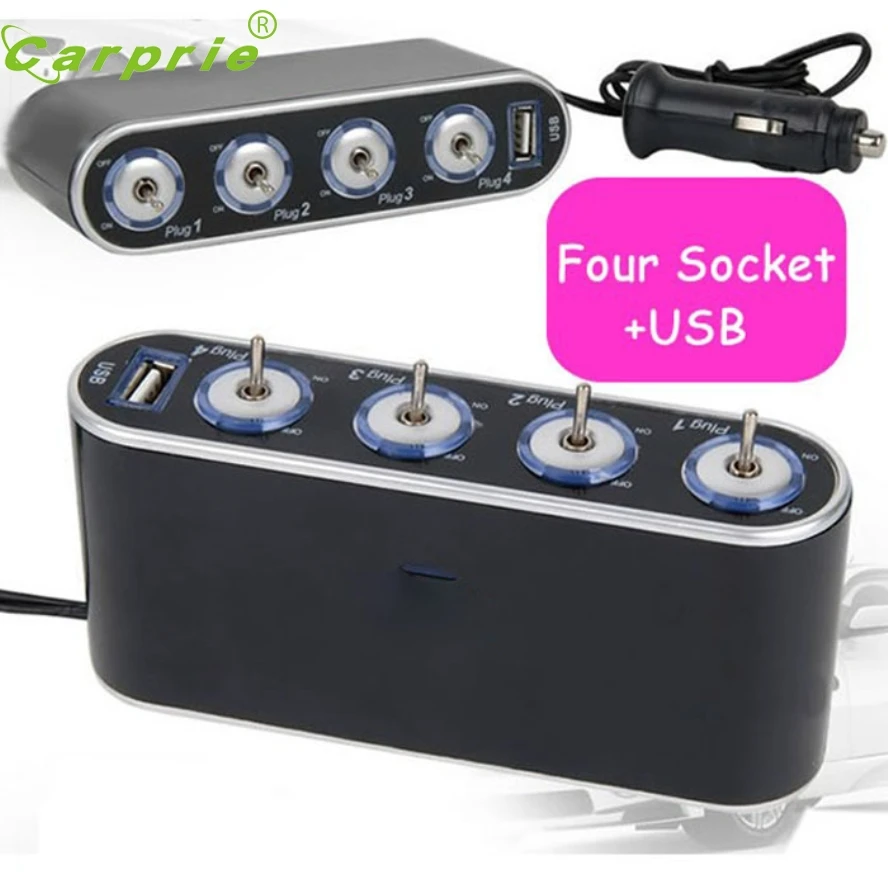 Новое поступление 4-полосная usb-порт розетка для автомобильного прикуривателя