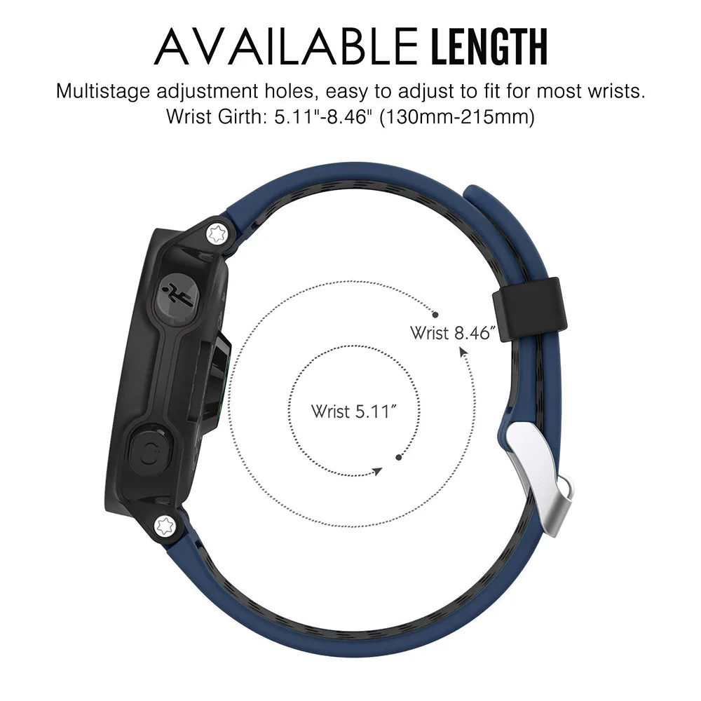 Силиконовый черный ремешок для смарт-часов Garmin Forerunner 230/235/235Lite/220/620/630/735XT синий