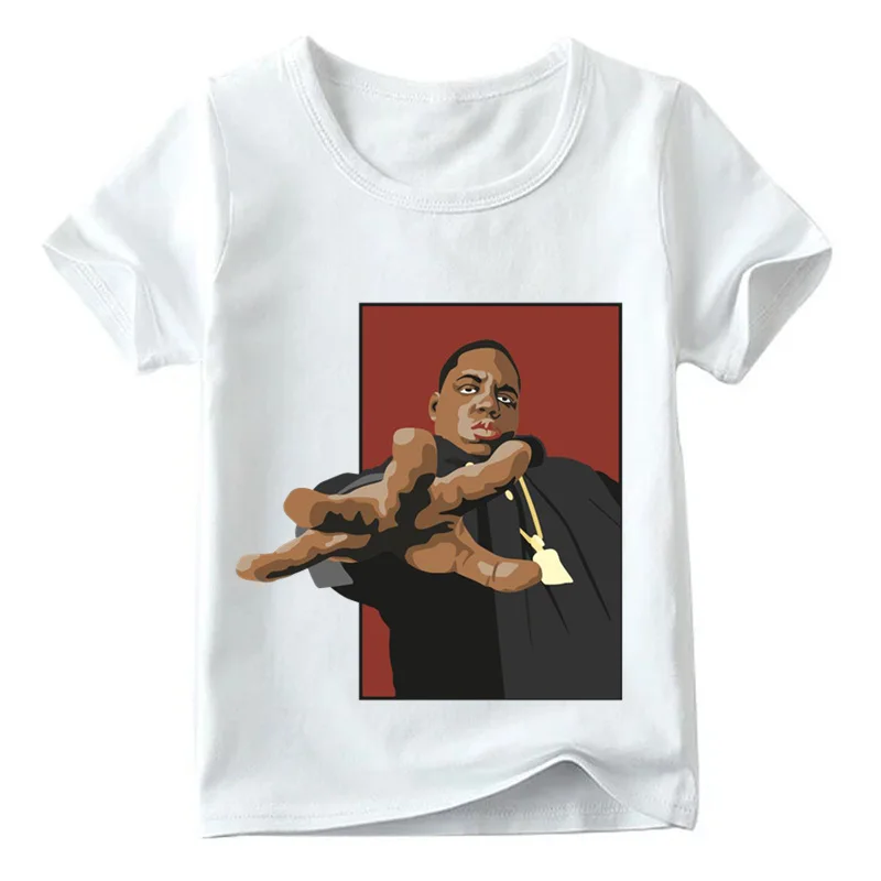 Америки хип-хоп рок звезда Notorious Big дизайн футболка летние футболки для детей Одежда для мальчиков и девочек Повседневная футболка, HKP456