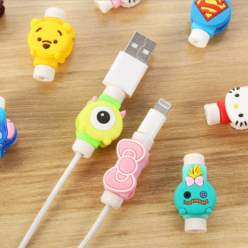 Милый мультфильм USB зарядное устройство для сматывания кабеля защитный чехол для наушников шнур рукав провода крышка линии передачи данных протектор для iphone 7 8 плюс