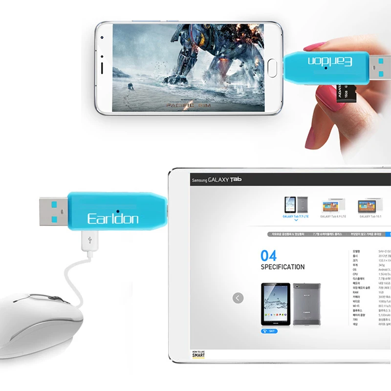 Kuman 2.0 OTG Card Reader USB MicroUSB Interface with Micro SD TF Slot Y214 Flash Memory for Phone | Компьютеры и офис
