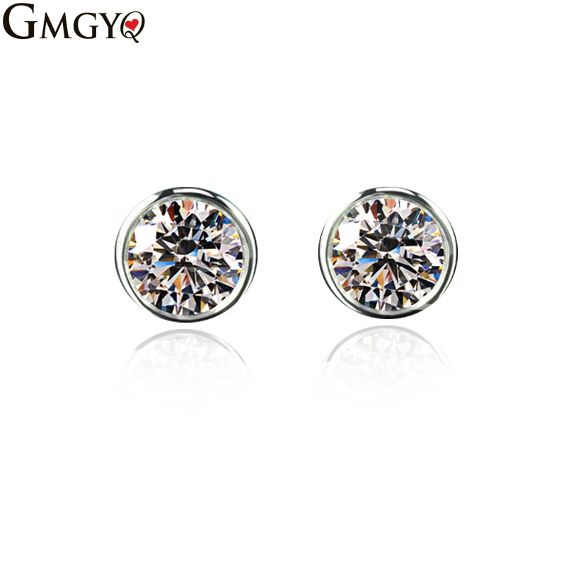 

GMGYQ Fashion Accessories 2018 Aretes De Acero Inoxidable Para Mujer Cubic Zircon Voor Vrouwen Cute Round Stud Crown Earrings