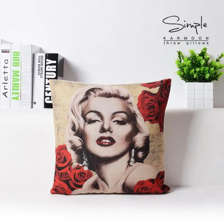 Декоративные подушки для дивана Marylin Monroe наволочки цветов красные цветочные 45x45