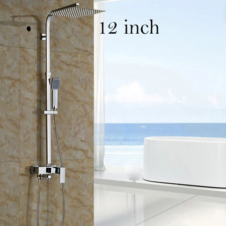 12 Inch Style Хром 8/10/1" настенное крепление ливневый душ на открытом воздухе кран Ванная комната с одной ручкой ванны полный набор для душа Смесители - Цвет: 12 Inch Style