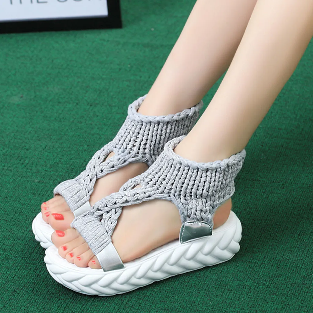 Женские летние модные сандалии на платформе удобная повседневная обувь большого