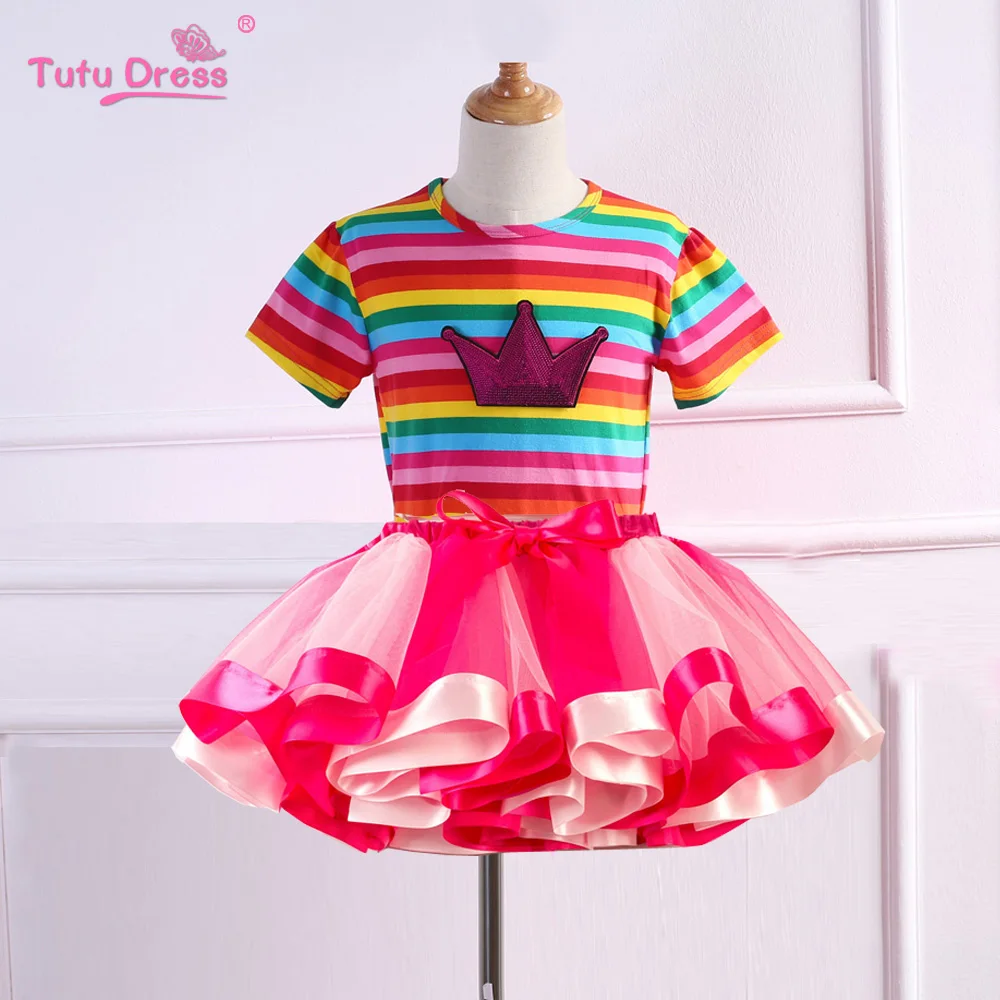 Летняя детская одежда для маленьких принцесс яркая синяя футболка топы юбка