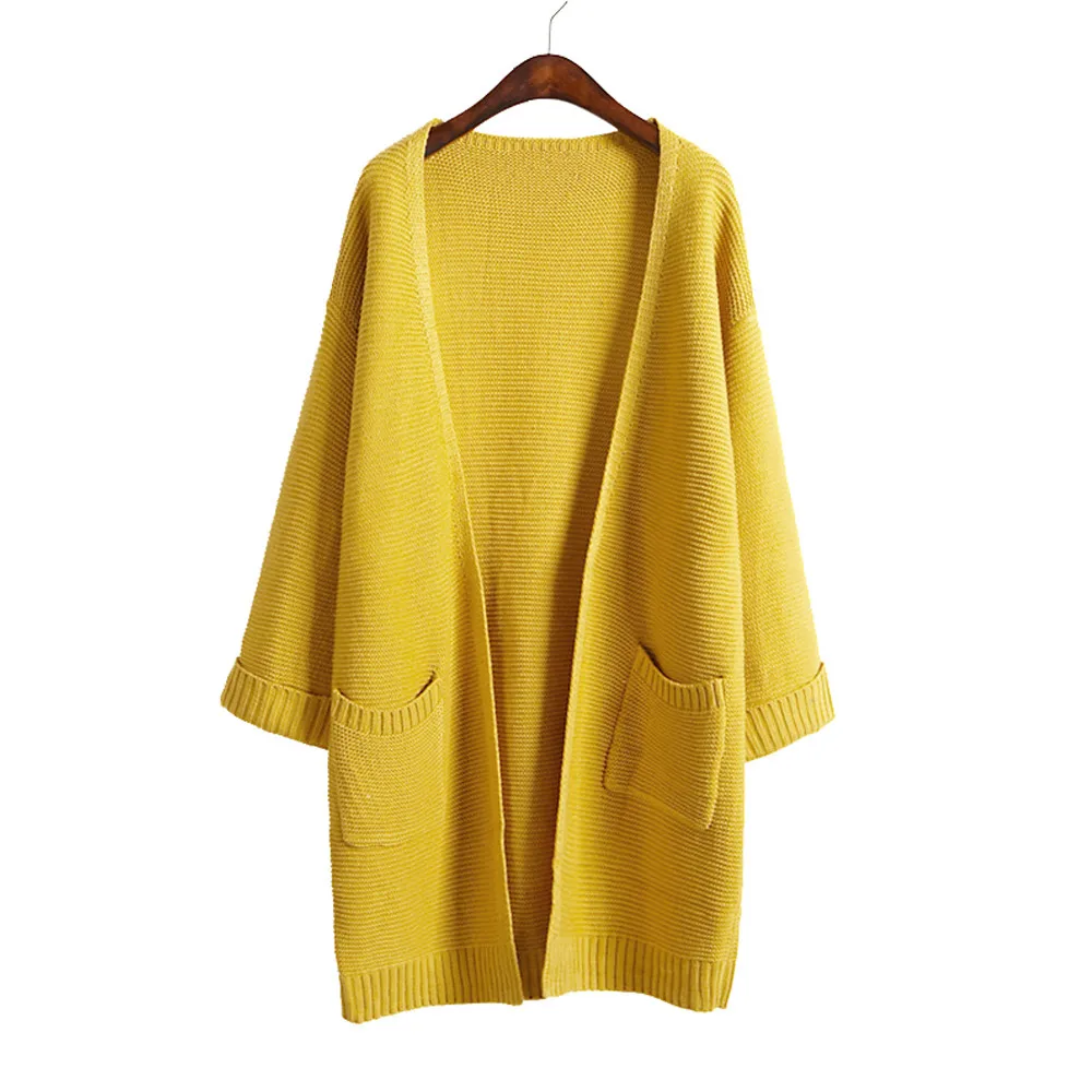 Ulzzang/Повседневный длинный вязаный кардиган для девочек Осенний корейский