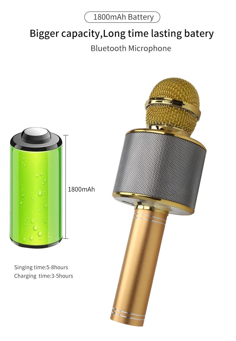 WS858 Bluetooth колонки микрофон волшебный караоке микрофон беспроводной конденсаторный профессиональный ручной Студийный микрофон смартфон плеер