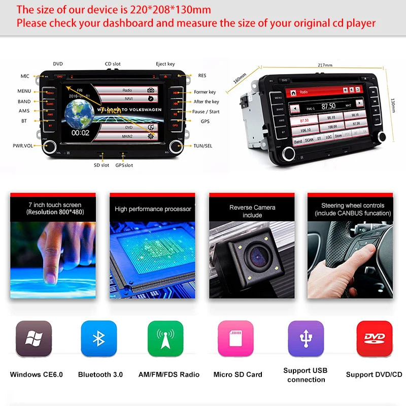 7 &quotдвойной 2 DIN автомобиля DVD GPS Радио Емкостный экран для Volkswagen seat/Altea/Толедо/