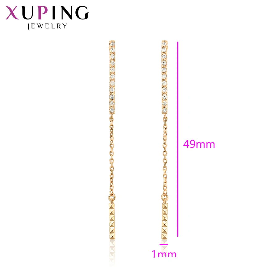 Серьги Xuping женские простые длинные висячие украшения свадебные и рождественские