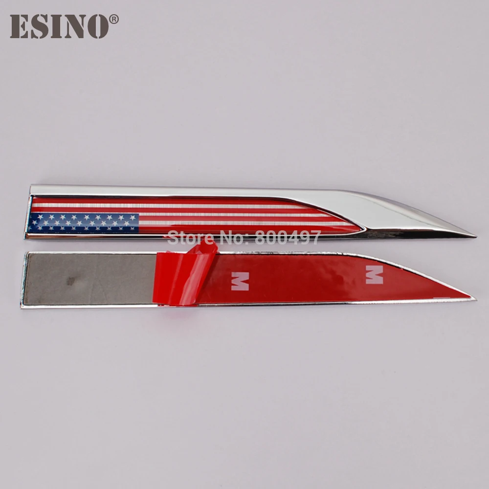 2 x Car Body Fender Side Metal Chrome Zinc Alloy Knife 3D Flag of the US Emblems Badges Decals Stickers For American Cars | Автомобили и