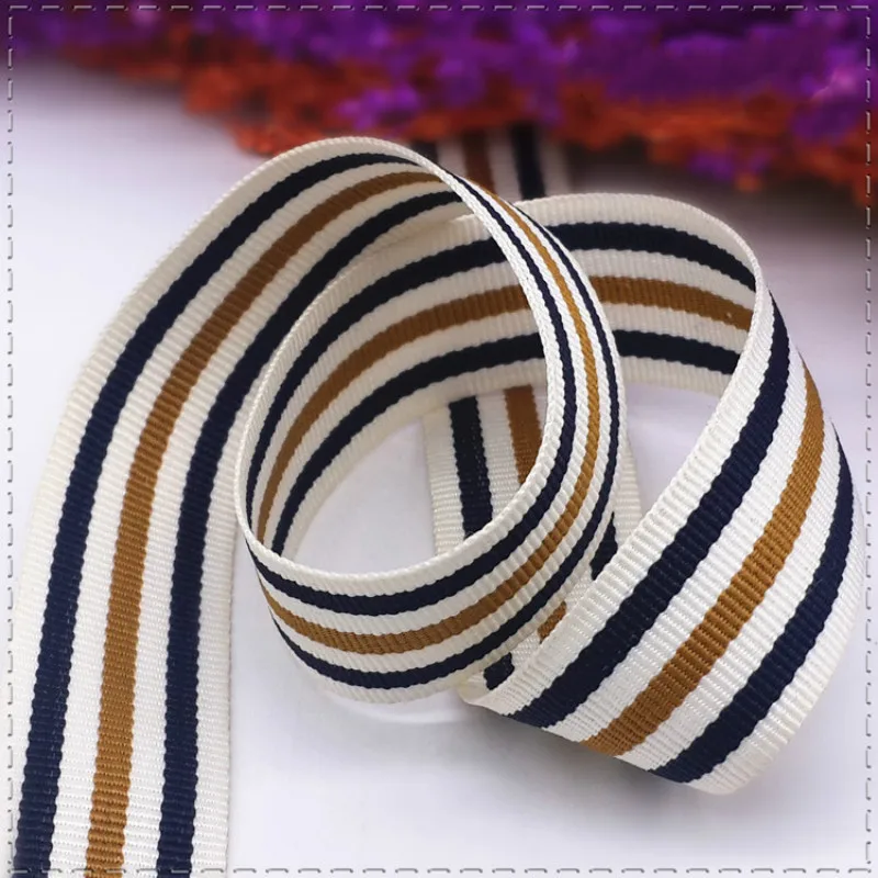 20 мм корсажная атласная лента с черно белыми желтыми полосками подарочная ручная