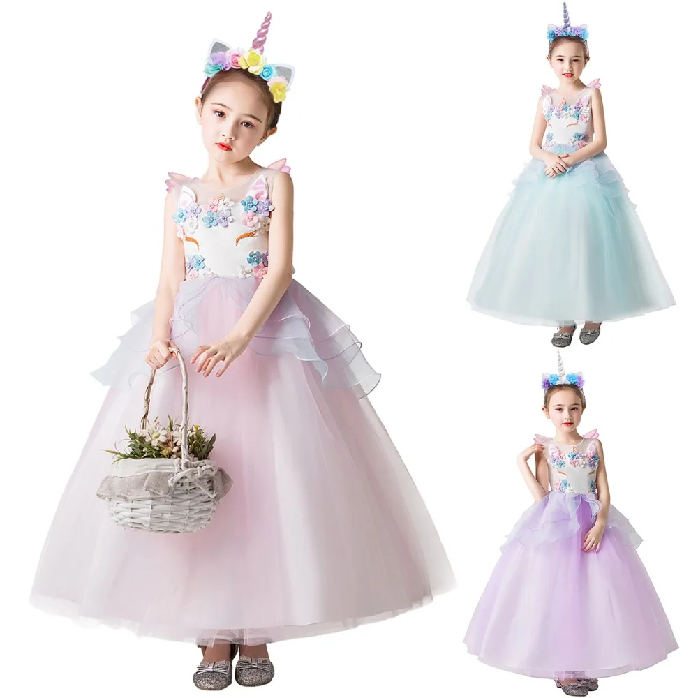 Комплект из 3 предметов детская одежда для девочек с единорогом вечерние бальные