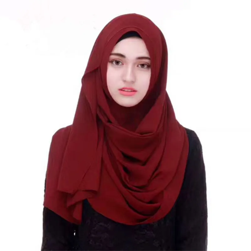 Последние толстый пузырь шифон мгновенный хиджаб платок шарф мусульманский