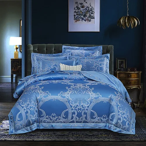 bedding set 2 Роскошный Шелковый жаккардовый пододеяльник набор 4/6 шт. queen Комплект постельного белья королевского размера ультра Мягкий хлопок простыни постельное белье, наволочками, Комплект постельного белья для очень больших и - Цвет: bedding set 2