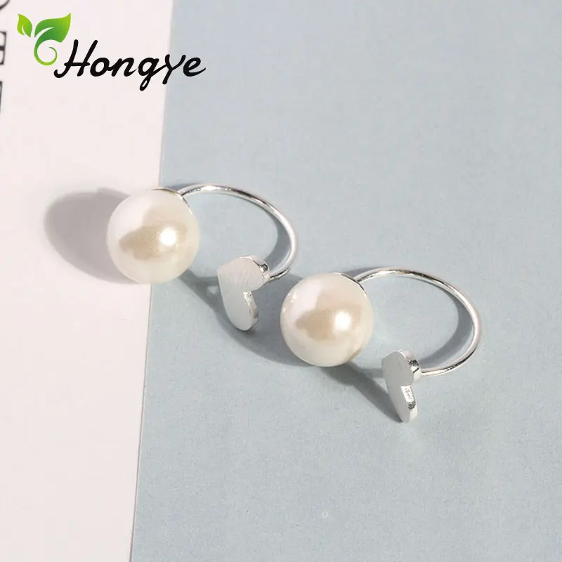 Hongye женские серьги-гвоздики из настоящего серебра, женские серьги с натуральным жемчугом, Свадебные/вечерние/юбилейные серьги