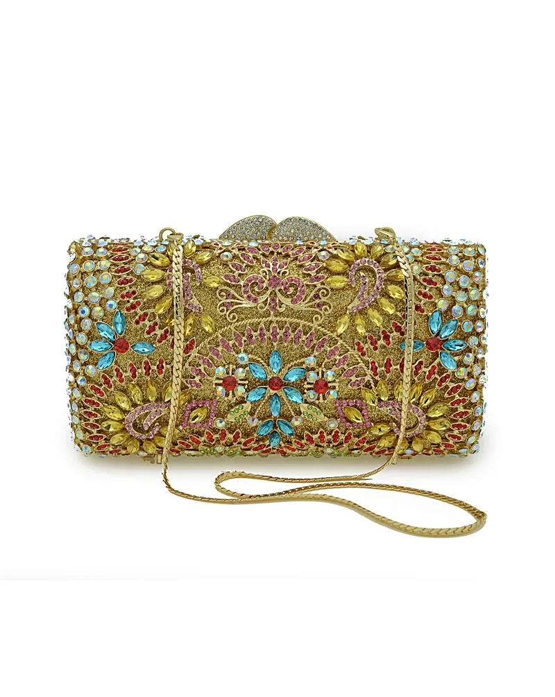 gold/blue Hollow Out crystal Diamond wallet Women Evening Clutch Minaudiere Bags Wedding Party Bridal Crystal Handbags and Purse | Багаж и
