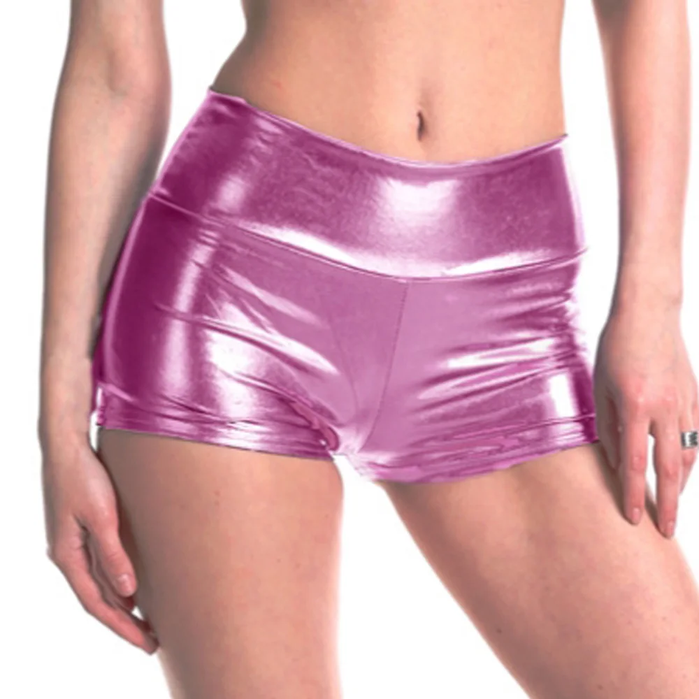 Pink Shorts Сексуальные Металлические шорты для женщин, розовые, золотые, размера плюс, высокая талия, блестящие, обтягивающие, тянущиеся, Мини, для ночного клуба, вечерние, для танцев, женские шорты - Цвет: Pink Shorts