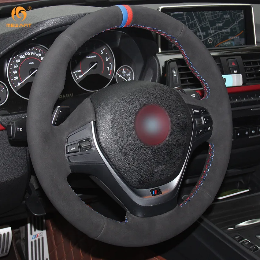Чехол на руль MEWANT черный замшевый синий красный маркер для BMW F20 2012 2018 F45 2014 F30 F31 F34