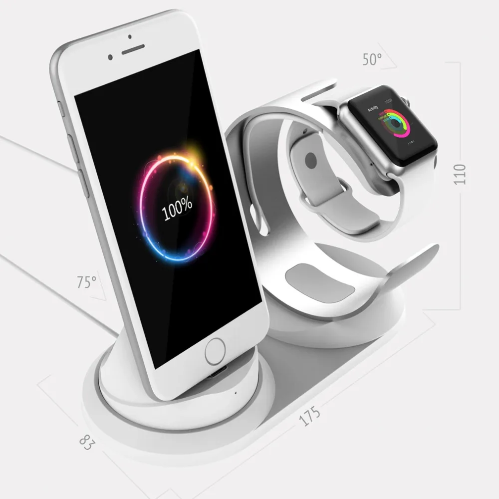 Зарядная док станция 2 в 1 держатель для всех зарядных станции Apple Watch iPhone X Xs Max XR 8 7