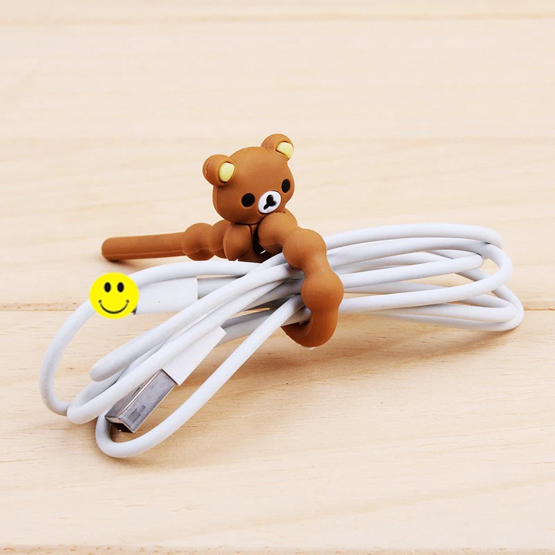Новое поступление 200 шт./лот милый мультяшный держатель для кабеля наушников