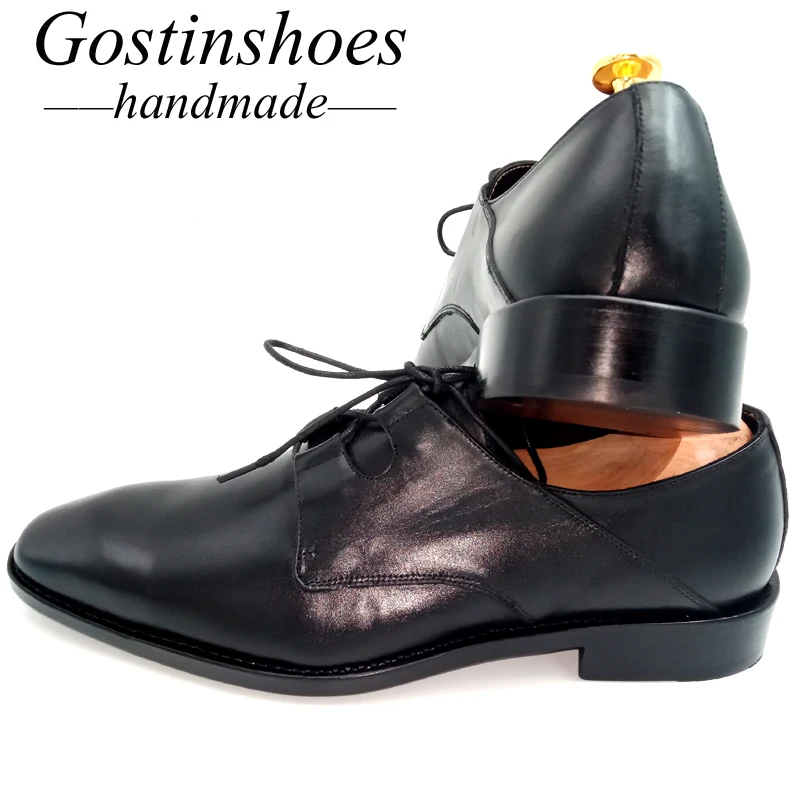 GOSTINSHOES/Мужские модельные туфли ручной работы черные деловые Дерби из натуральной