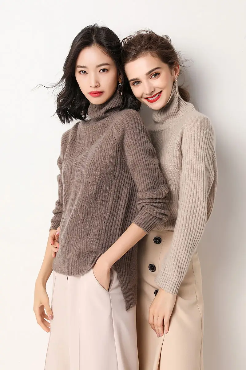 Stylish ladies turtleneck pullover oversized sweater long-sleeved Sherpa cashmere free Shopping | Женская одежда