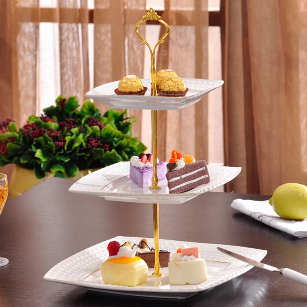 Buy 1Set 2 Or 3 Tier Cake Plate Stand Handle Crown Fitting Metal Wedding Party Silver Gold 6 Colors on