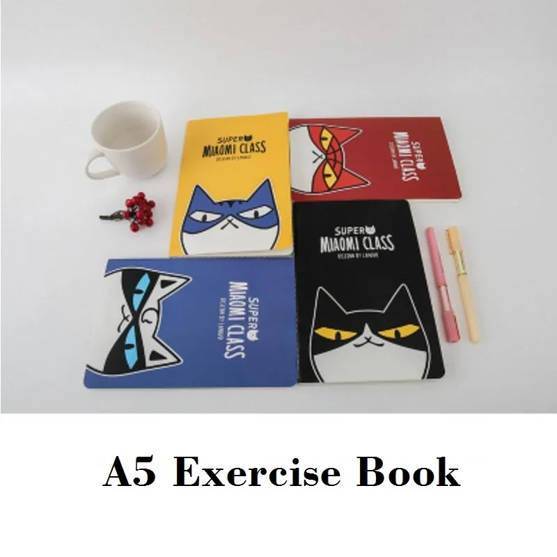 

A5 Exercise Book for Students Cute Cats Note Books Cartoon Animal Caderno Escolar 210*142mm, 44 sheets/ 88 pages