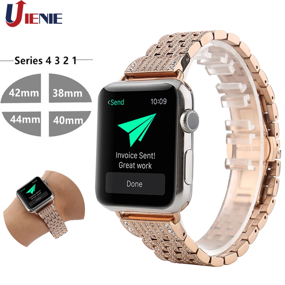 Браслет для Apple Watch 42 мм 38 40 44 ремешок часов браслет со стразами iwatch серии