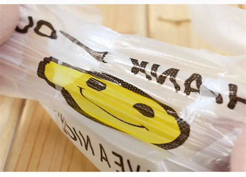 50PCS/Pack Transparent Bags Shopping Bag Supermarket Plastic With Handle Food Packaging Gift Packing | Дом и сад