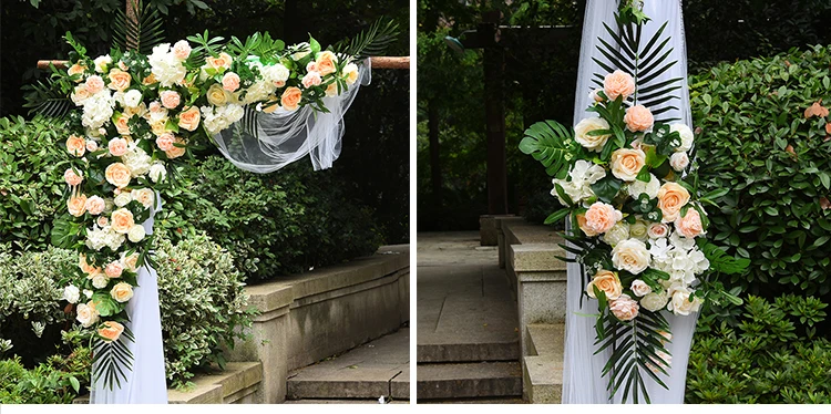 2019 Последние белые с розовыми розами травой зеленый Свадебный цветок стена