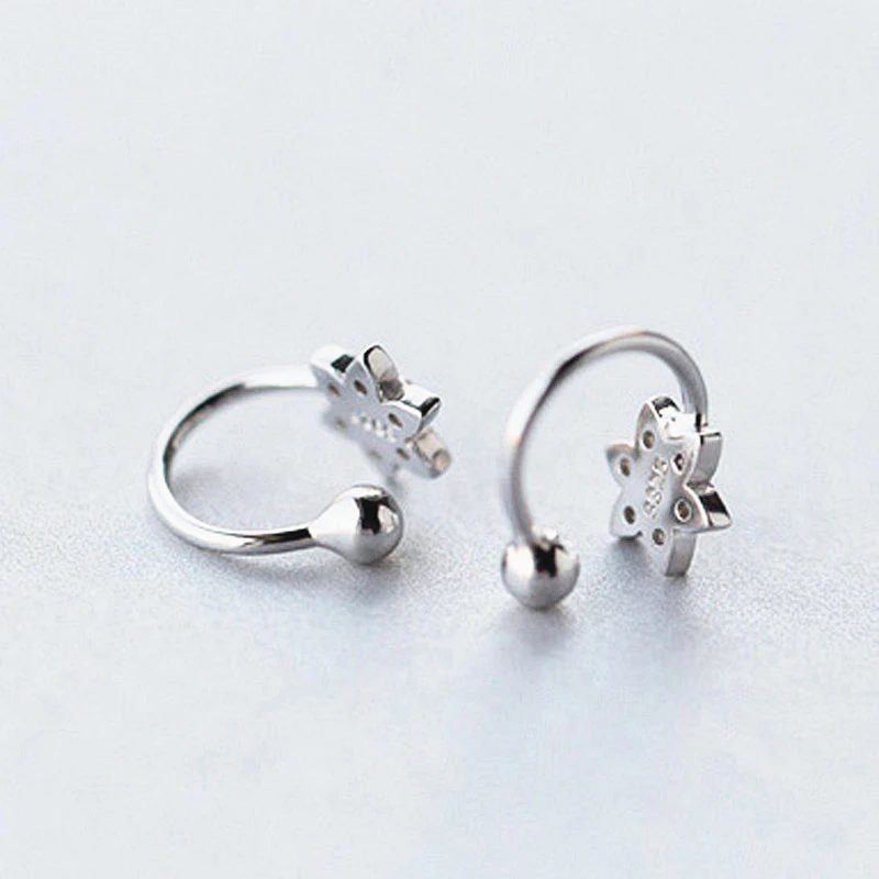 TOYOOSKY 100% 925 Sterling Silver Jewelry Classic Super Flash Ear Buckle Flower Earrings AAA Zircon Clip | Украшения и аксессуары