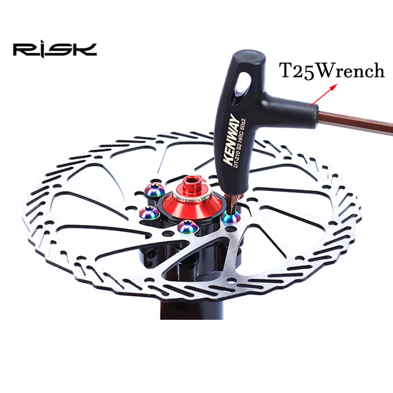 M5*10mm 12pcs/set Risk MTB Road Bike Disc Brake rotor Bolts Titanium Rotors CNC Arm Cycling Bicycle Accessories | Спорт и