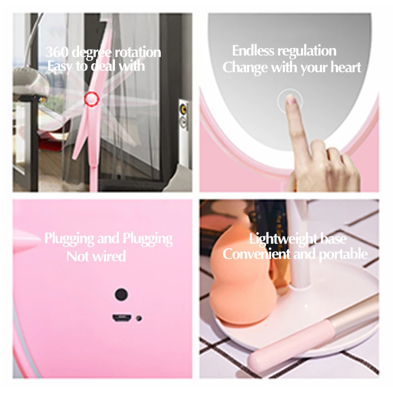 LOSIE семьи зеркало для макияжа Перезаряжаемые Яркость регулируемая светодиодная