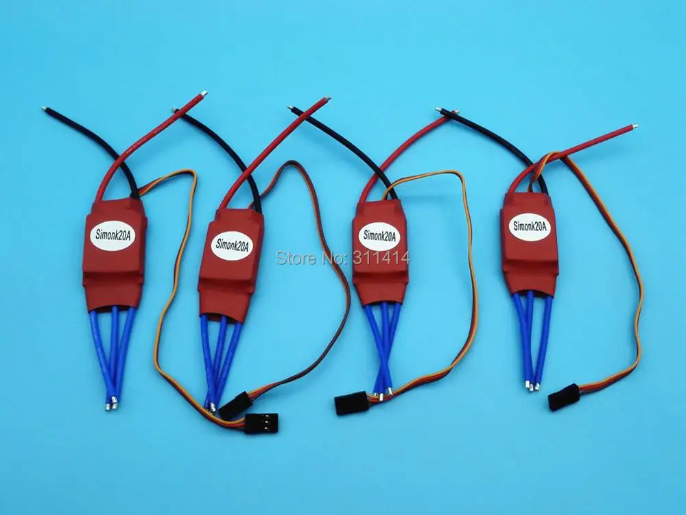 4 шт./лот RC бесщеточный ESC 20A SimonK прошивка с BEC 3A для оси квадрокоптера