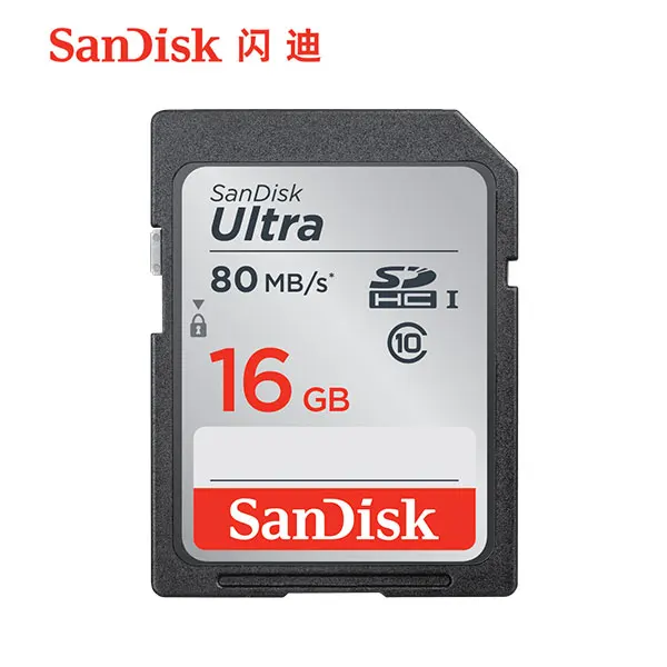 Двойной Флеш-накопитель SanDisk Ultra разъем для SD карты со шлейфом 8 Гб оперативной памяти, 16 Гб встроенной памяти, 32 ГБ SDHC 64 Гб 128 256 SDXC Class10 слот для карт памяти C10 R80mb/s USH-1 Поддержка для Камера - Емкость: 16GB class10 SD