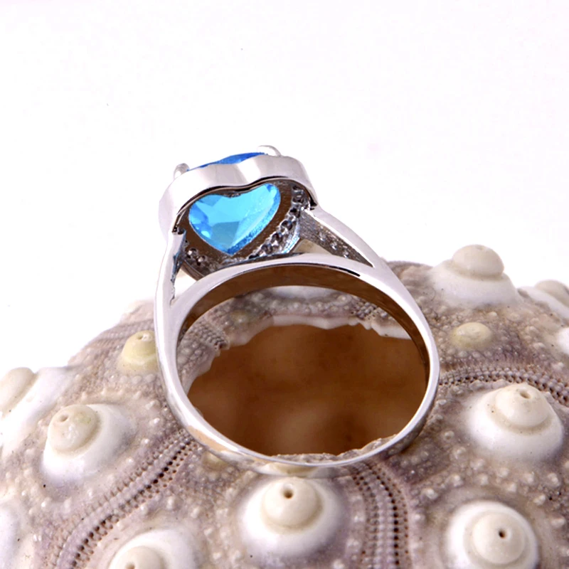 Кольца Almei серебряного цвета для женщин кольцо с синими камнями Женское
