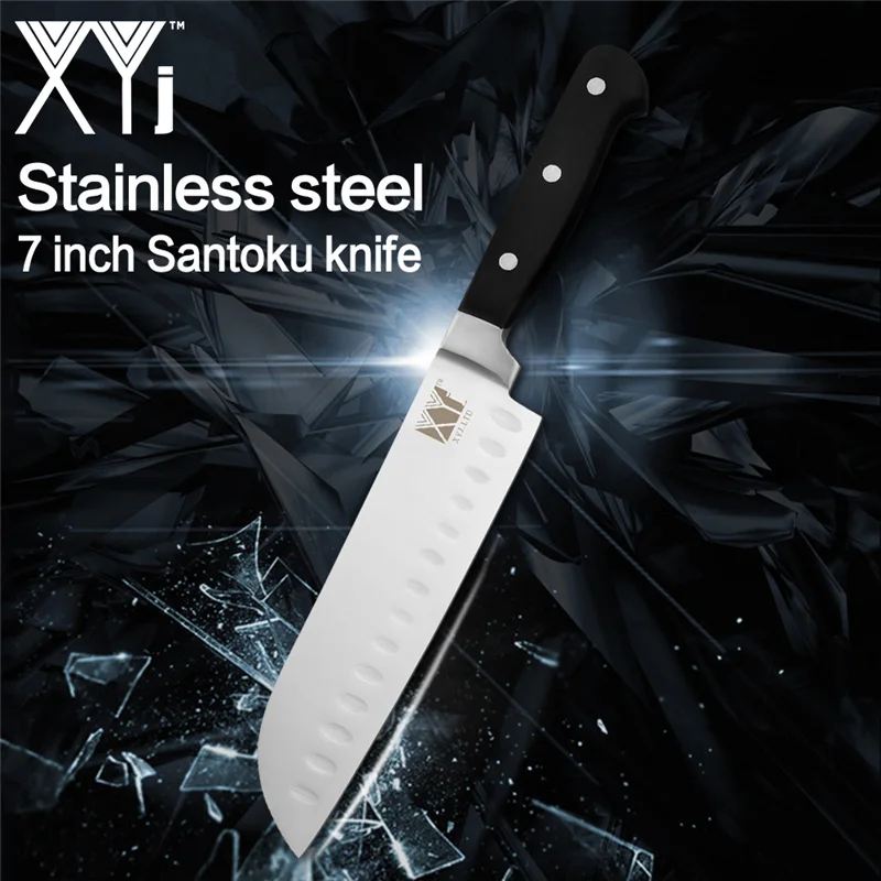 D.7 santoku knife XYj 6 шт набор кухонных ножей из нержавеющей стали острое лезвие Нескользящая ручка для мяса, рыбы, хлеба немецкий стиль кухонные принадлежности Инструменты - Цвет: D.7 santoku knife