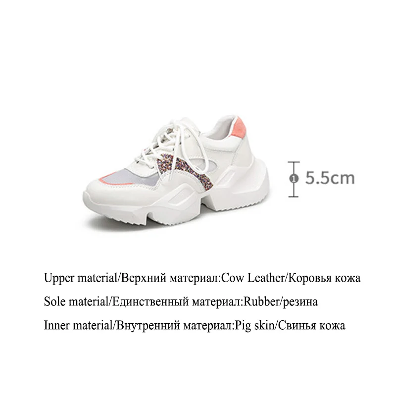 IGU/Женская обувь кроссовки 2019 на высокой платформе из натуральной кожи Harajuku tenis feminino для бега папы|Женские и