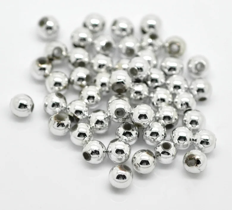 DoreenBeads 1000PCs dull silver color Acrylic Round Spacers Beads Findings 5mm(2/8&quot)(B19554) | Украшения и аксессуары