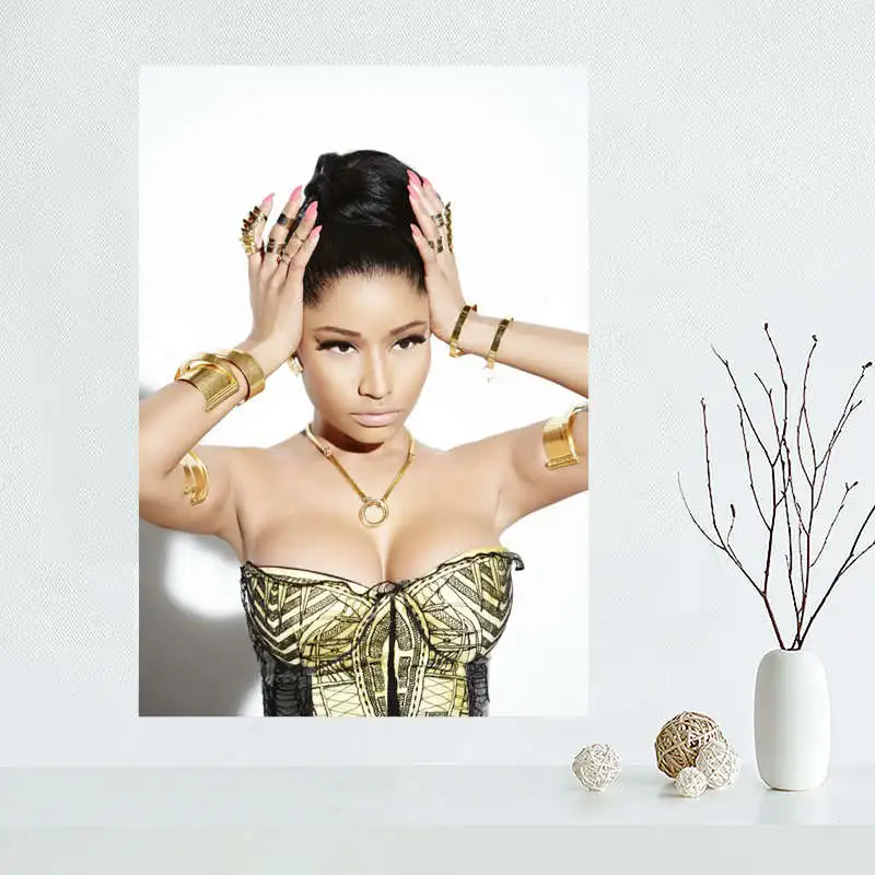 Зеленый Пользовательские Nicki Minaj холст картина плакат шелковая ткань стены искусства плакат для гостиной домашний декор - Цвет: Зеленый