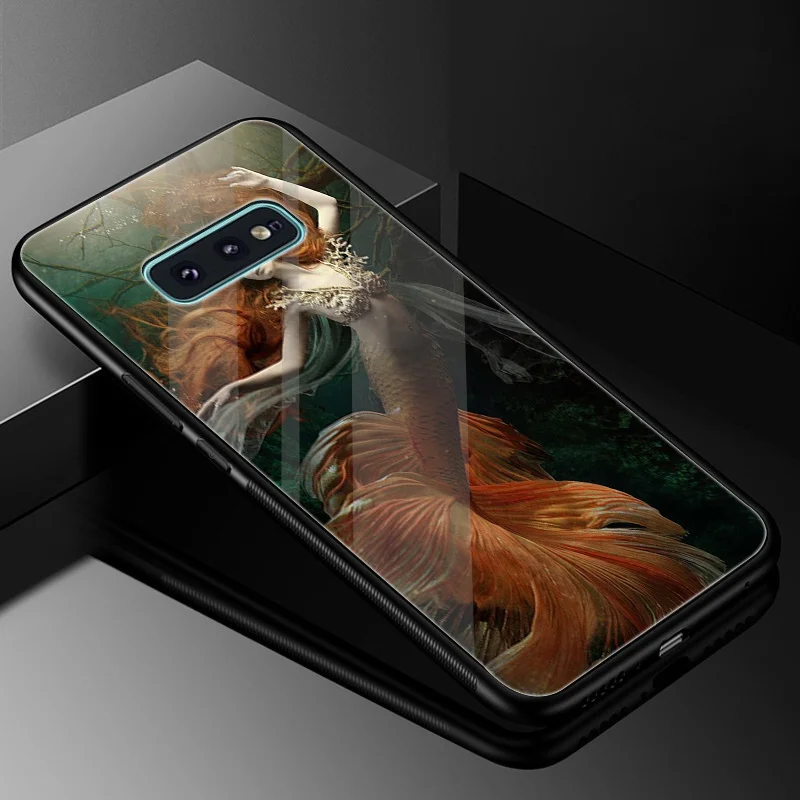 Desxz Mermaid Glass Case For Samsung Galaxy S7 Edge S8 S9 Plus Note 8 9 S10 Cover DIY Mirror |
