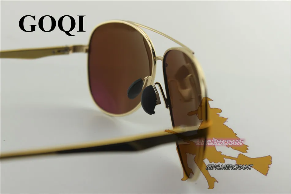 GOQI стиль мужские Gafas, оправа из металлического сплава поляризационные винтажные овальные очки, дикое покрытие цветные мужские солнцезащитные очки