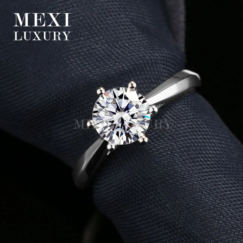 Классический Стиль 18-каратного белого золота кольца 1 0 Ct Moissanites Diamond EF Цвет Halo Для