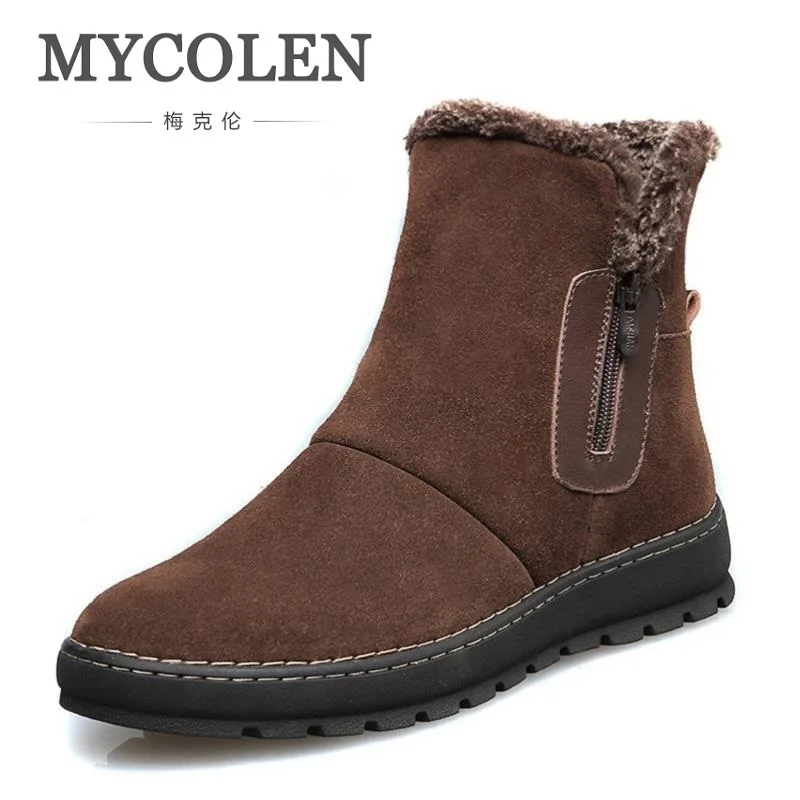 MYCOLEN/Лидер продаж 2018 брендовые зимние мужские ботинки обувь из коровьей замши