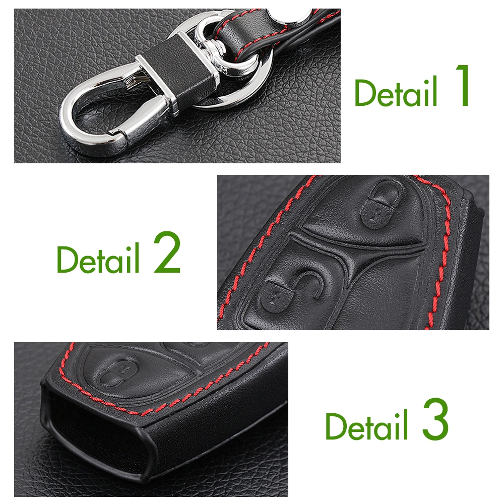 Чехол для автомобильного ключа из натуральной кожи с 2 кнопками чехол