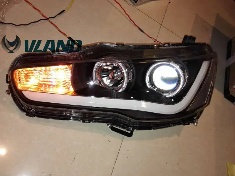 VLAND светодиодный Автомобильная фара в сборе для Lancer EX/EVO 2008 2009 2010 2012 с биксеноновым объективом+ глаза ангела+ подключи и играй