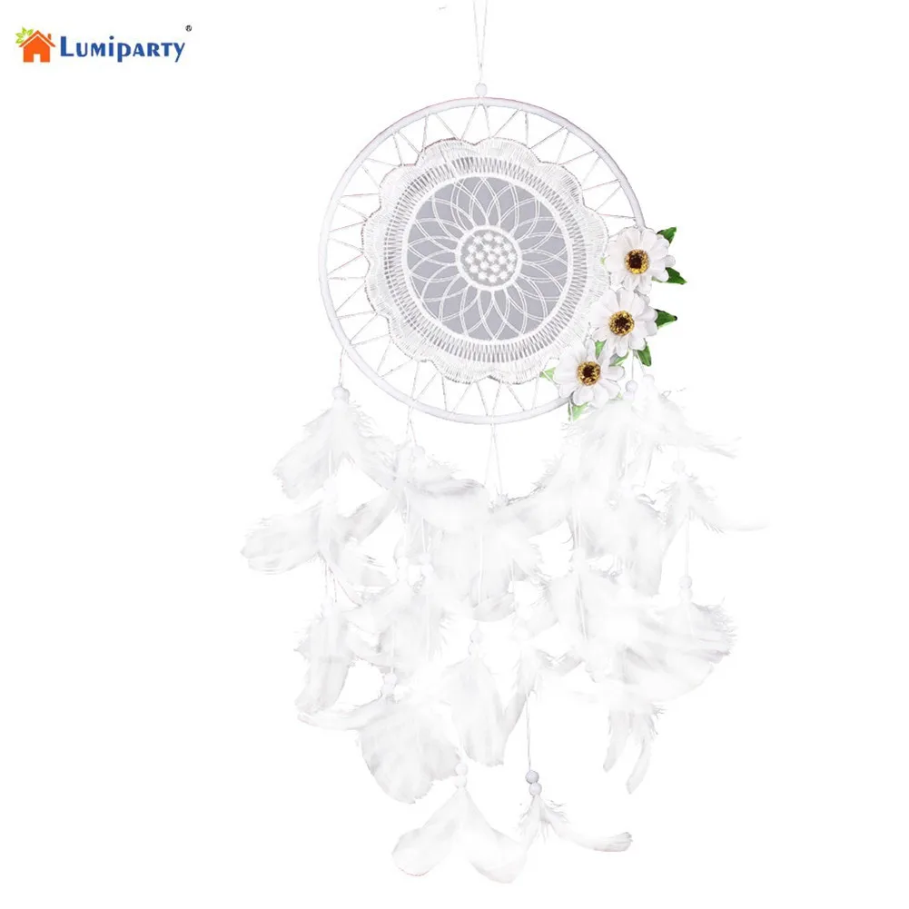 Lumiparty белый Перо Ловец снов с цветком автомобиля стене висит украшение орнамент