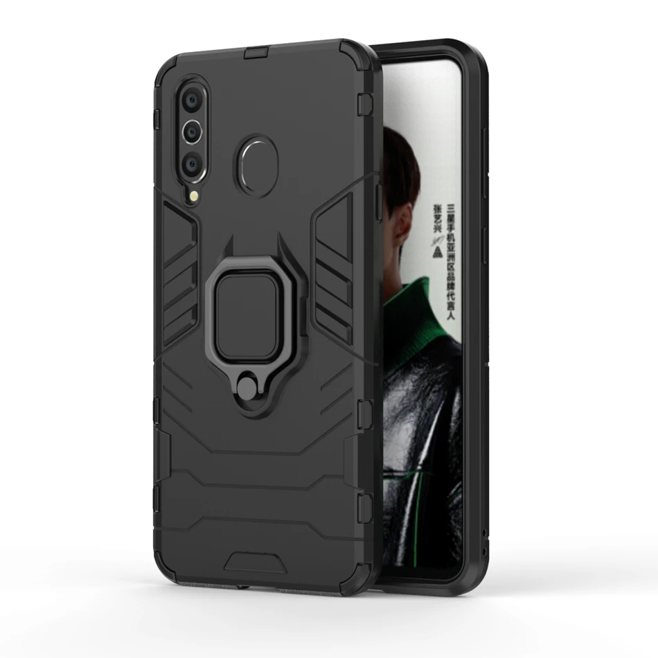 Black Для samsung A7 A9 A8 Plus гибридный защитный чехол с подставкой для Galaxy A20S A10S M30S A70S A50 A8S противоударный чехол с магнитным кольцом - Цвет: Black